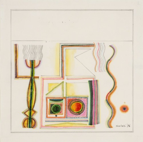 wtxch:Ibrahim El-SalahiUntitled (Abstract), 1976Pencil and Watercolour on cartridge paper