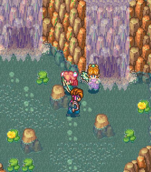 decadot:  Secret of Mana — SNES — Squaresoft (1993) Waterfalls at the belly button of the world.