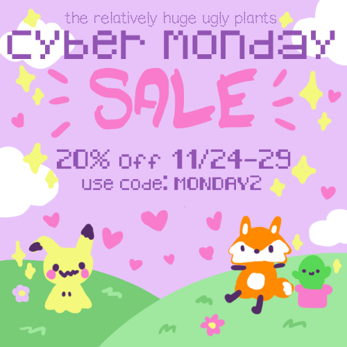 I’m having a Cyber Monday sale RIGHT NOW!!! Use code MONDAY2 for 20%, including Mimikyu, which I hav