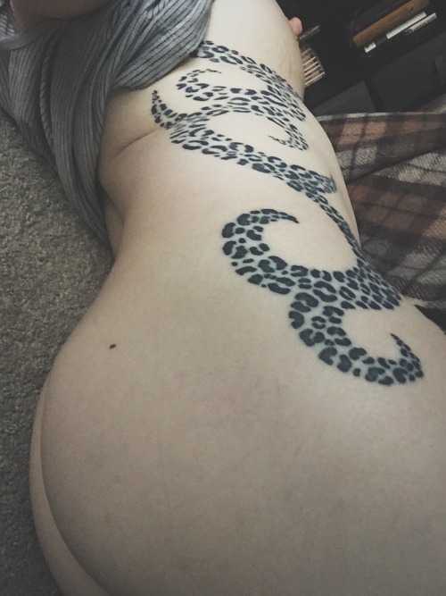 his-high-priestess:  Here you go darling miss. My full tattoo! Just some seductively placed leopard print, nothing exciting but my absolute favorite. 😍 Seductively placed leopard print is my favorite kind, impudent-darling absolutely gorgeous, come