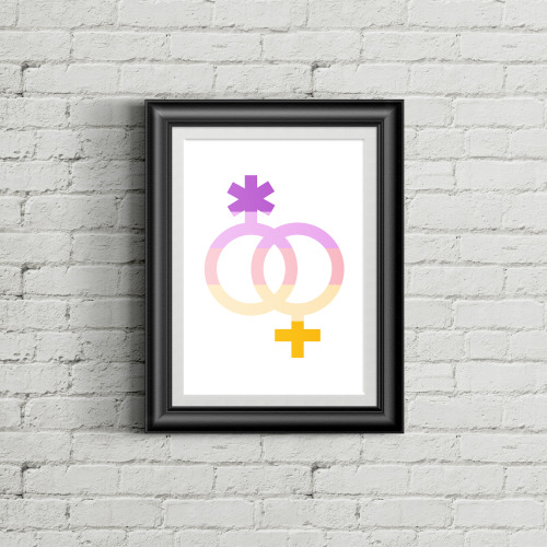 INTERLOCKING NONBINARY AND FEMALE SYMBOLSthe symbol for nonbinary and female genders, with the nblw/