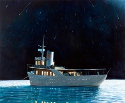 myfairynuffstuff:Julio Larraz (b.1944) - Rain of Stars c.2008. Oil on canvas.