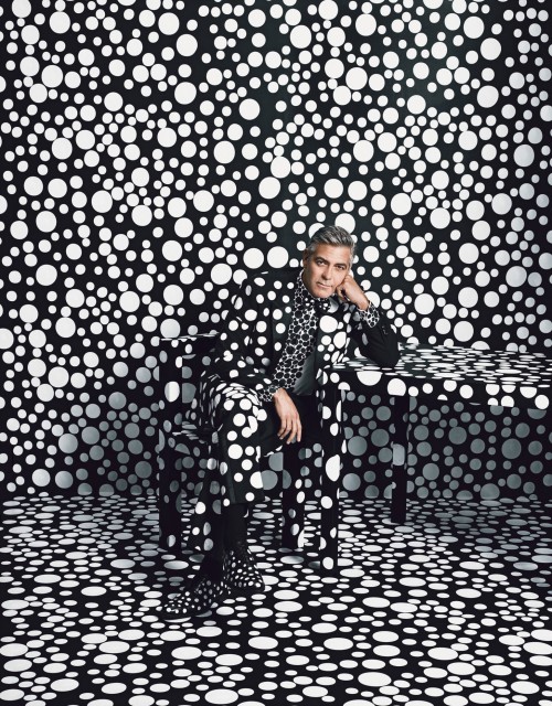 wmagazine:George Clooney: Spot the StarYayoi Kusama depicts George Clooney covered in polka dots, ph