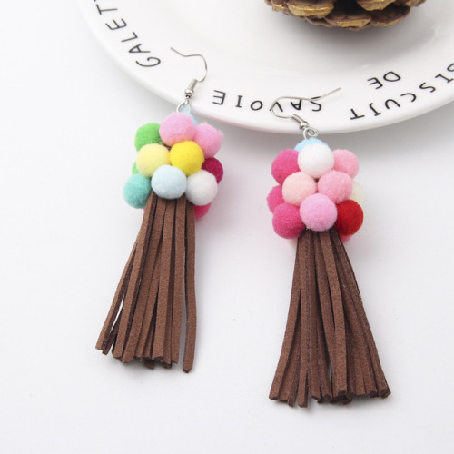 pompon ball  leather tassel