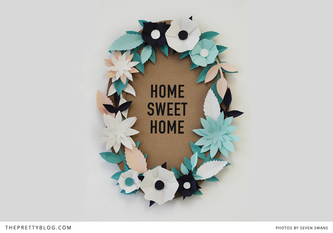 Paper Flower Wreath | The Pretty Blog
If you’re the kind of person who likes projects you can do in front of the telly (my hand is up!) then you’ll like this - cut out as many flowers, leaves and petals you want in whatever patterns & papers you want...