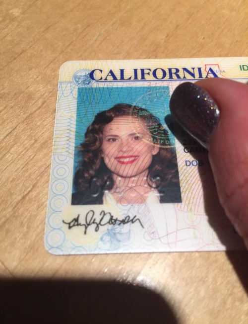 marvelsagentcarter:“I don’t know if it’s legal, that my passport picture is actually me as Peggy Car