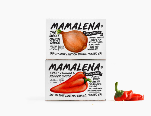 Nice new packaging for Mamalena sauces by Bob Studio, Greece.