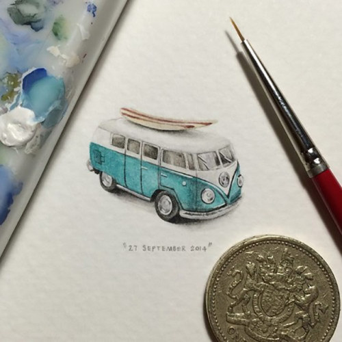 asylum-art-2:  Miniature Watercolor Painting of  Lorraine Loots   					 					 					 				The miniature paintings of the South African artist Lorraine Loots, who for her 365 Postcards for Ants project  decided to create a miniature painting a day for