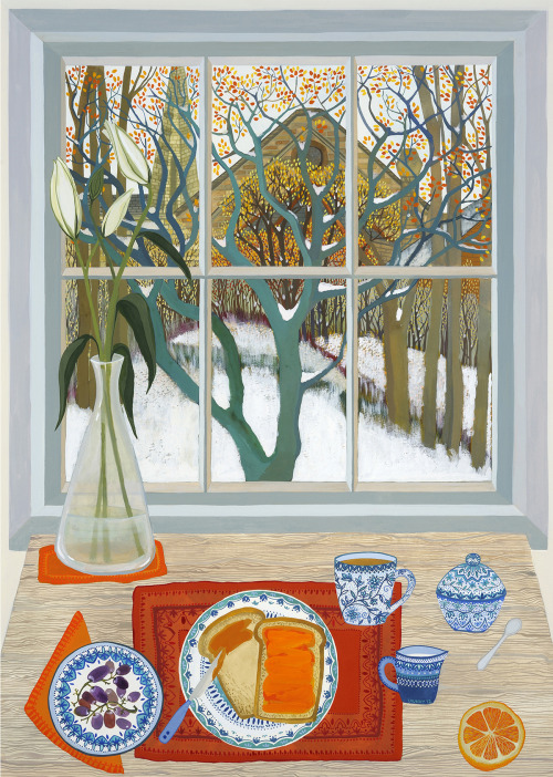having-it-all:Melissa Launay (1979 - )  Marmalade on toast and an orange, 2012.  gouache
