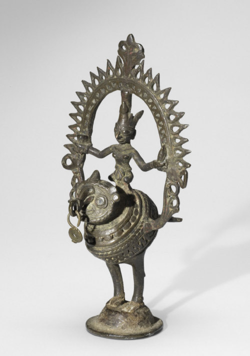 centuriespast:The Goddess Lakshmi Riding her Owl Vehicle (Vahana)India or BengaliPhiladelp