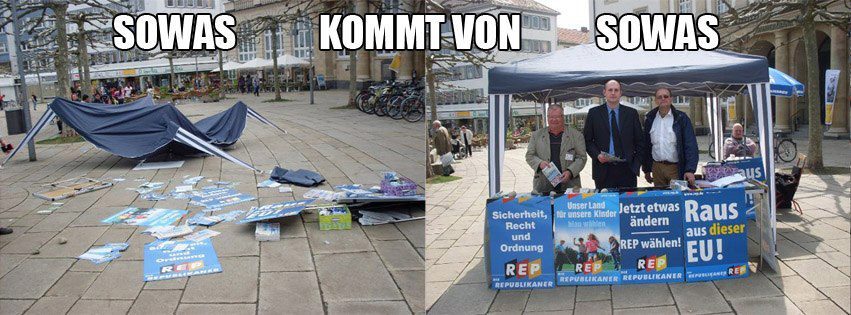 antifascistaction:  An information stand for Die Republikaner (right-wing prarty