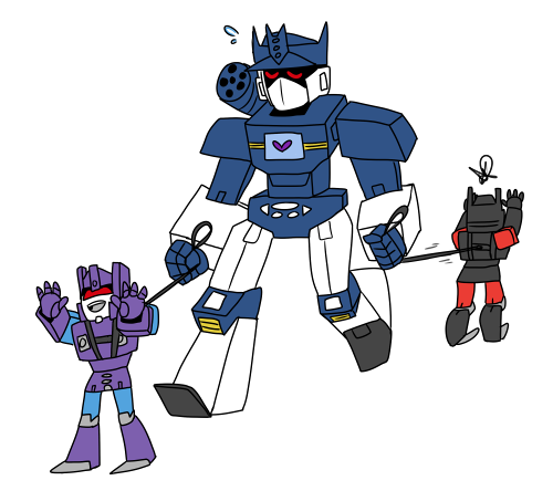 infinite-trochilidae:soundwave has to have baby harnesses on the twins, he cant trust them like he c