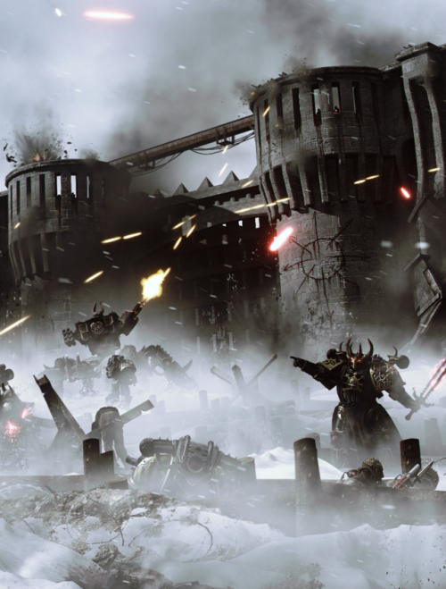 Chaos besieges Chaos - full shot in source link. Based on a Dawn of War match.