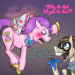 askdiscordwhooves:  Doctor: R-right, forgot about the last time I visited Zecora… Jack: DID I MISS SOMETHING?! [By the way, HAPPY BIRTHDAY http://squeakthewritepony.tumblr.com/ ]  In the 5th and 6th slot,that pony with the blue and black hair,that&rsquo;s