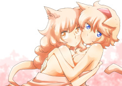 getyournekoshere:  some cute neko yuri Source