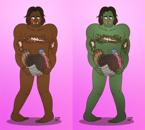 COMMISSION: FULL BODY > LINE ART > FLAT COLORS.This is Luverne - A half-orc shy-guy that grabbed the nearest thing to hide his sexy bits from the intrusive camera. No turkeys where hurt in the making of this commission.> COMMISSION INFO.>