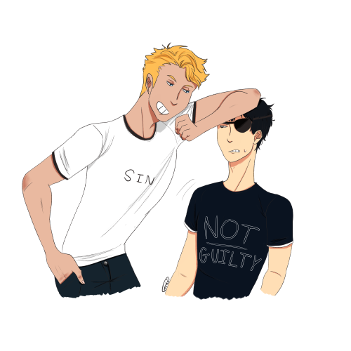 ashi-sky:  Based on this post~ I lost the post while drawing this, so that would be why the shirts l