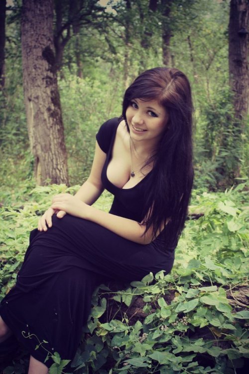 Porn photo Black Dress in the Woods