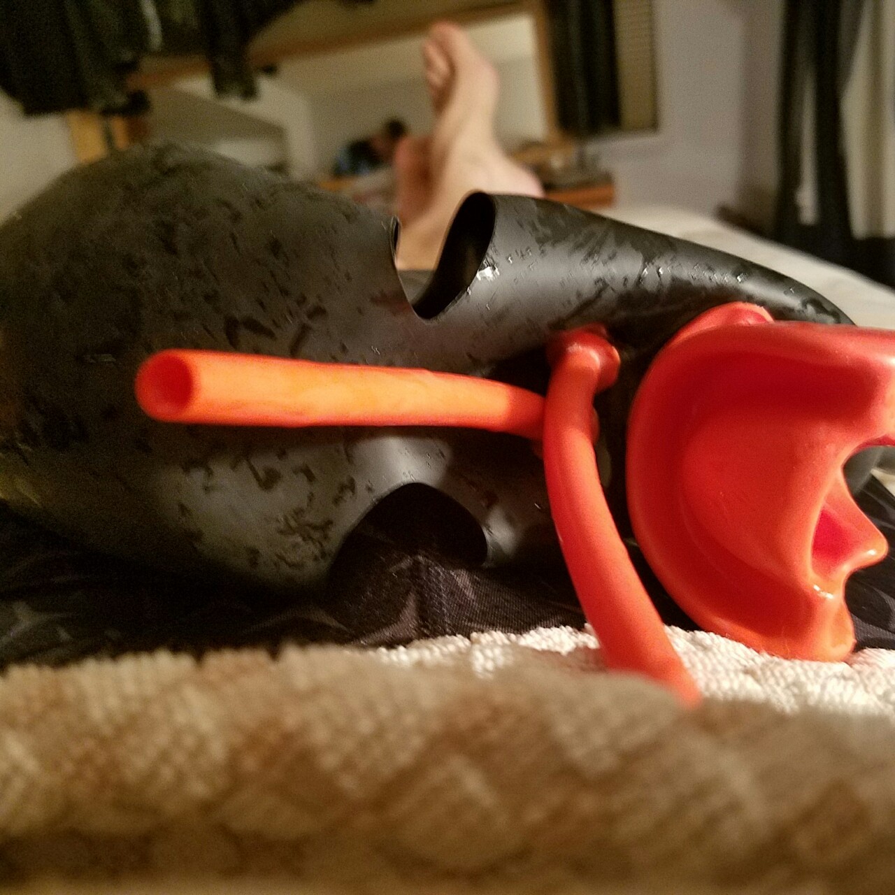 fcukpuppy:  ropenbag:  Easier out than in.  Hot scene once tubes fully into throat,