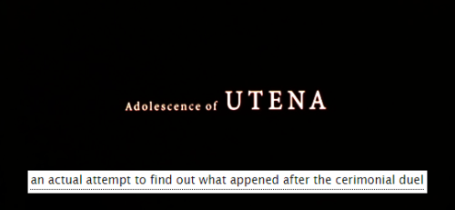 miky91ftw: Adolescence of Utena x AO3 fanfic tags. IMG source &gt; The Utena Gallery 