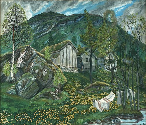 lilacsinthedooryard: Nikolai Astrup (Norway 1880-1928) 'Spring Mood by Old Cotter’s Farm’,  1918