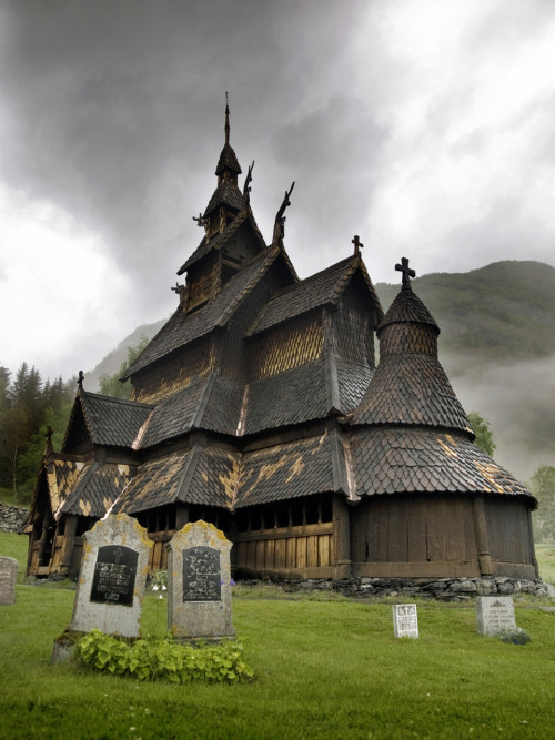 sixpenceee:Borgund Stave Church is a stave church located in Norway. Although it is no longer used r