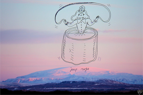 Drawings on Icelandic landscapes