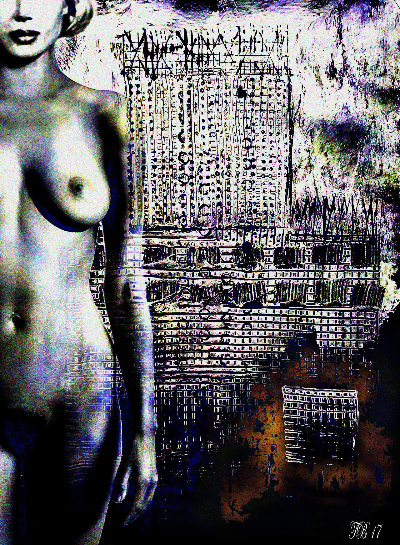 thildablanche-art: Thilda Blanche  La donna e la città    2017     Técnica