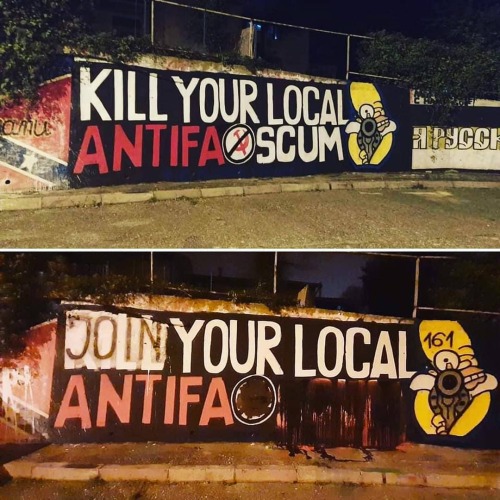 Good work by antifascists in Belgrade, Serbia, fixing up nazi graffiti