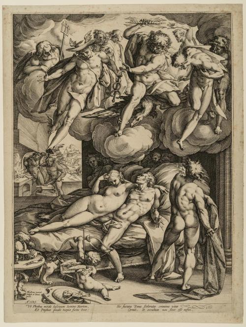 the-evil-clergyman: Venus and Mars Surprised by Vulcan by Hendrick Goltzius (1585)