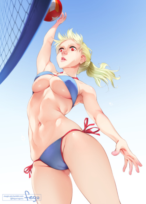 mugis-pie:Hey, is Fegu again that Clara girl again!!! Looks like she’s enjoying a beach volleyball m