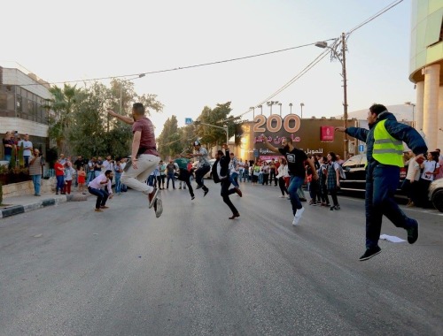 frompalestinewithlove:Palestinians celebrate Eid with a Debkeh flash mob Eid Mubarak from Ramallah!