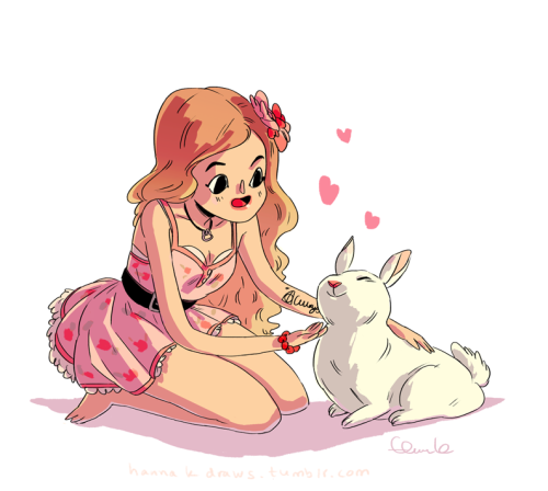 hannakdraws:  commission of Gracelinroses and her bunny!  