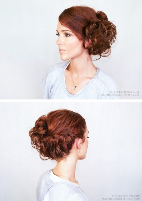 DIY Braided Updo Tutorial from The Freckled Fox for Wonder Forest. 