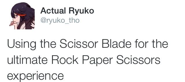 makaiwars:  This was overdue- Part 4 of tweets from the parody Ryuko twitter! +1