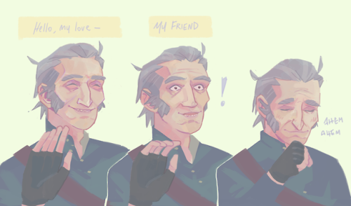 raffings: more regis because i love him (he’s totally talking to geralt in the first pic)