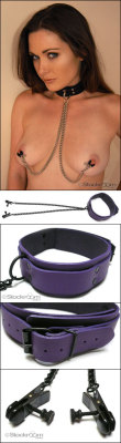 sexy-nipple-clamps:  Look what I just found: Buckling Collar w/Nipple Clamps. Find more kink like this at the FetLocker: Discover bondage gear. 