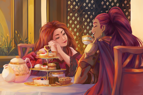 phebs: i felt like drawing the gal pals [ID : Digital painting of a Dorothea and Petra from Fire Emb