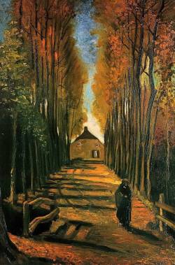 mieledifioridicastagno:Vincent van Gogh, Viale alberato con pioppi in autunno, 1884 🍁🍂
