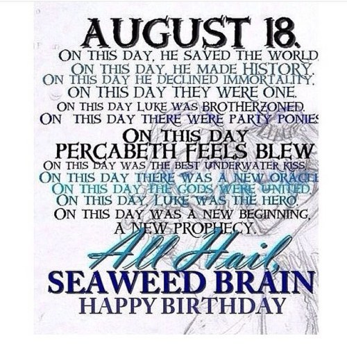 I&rsquo;m gonna have to eat some blue food today! #pjo #percy #percyjackson #happybirthdaypercyj