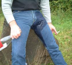 Wetjeans6:  Me Drunk And Pissed In Tight Jeans In Park. 