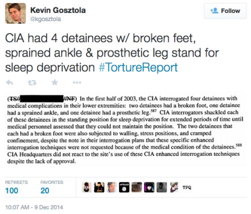 descentintotyranny: Horrifying revelations drip out as media continues to go through Senate Torture 