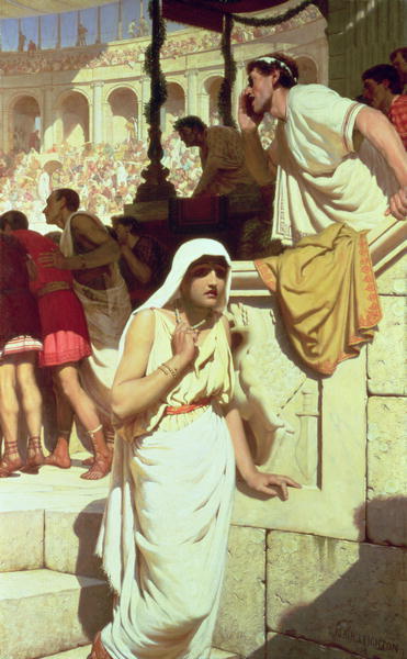 my-pre-raphaelite-museum:  The Gladiator’s Wife (1884). Edmund Leighton. 