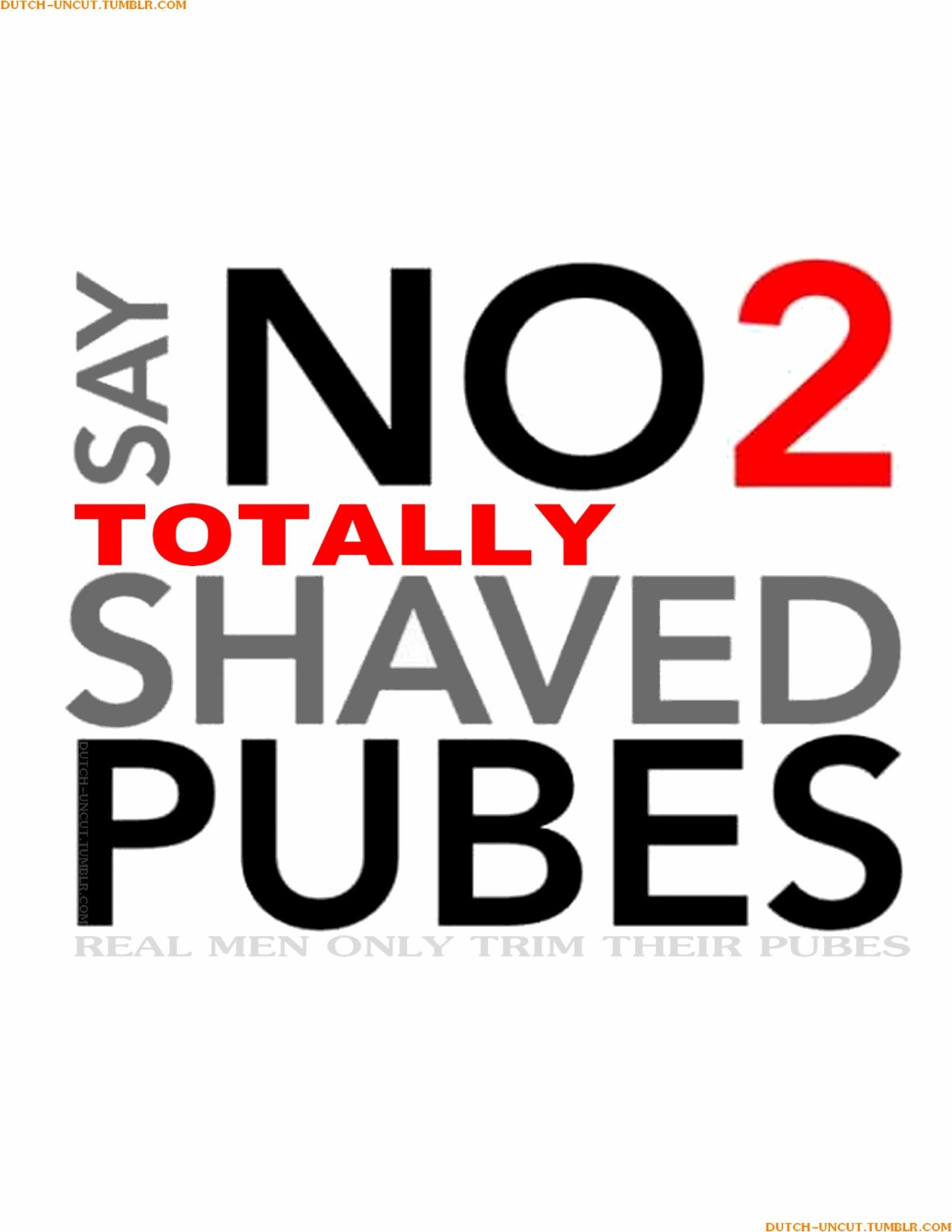 dutch-uncut:  SAY NO 2 totally shaved pubes  My motto for this yr!