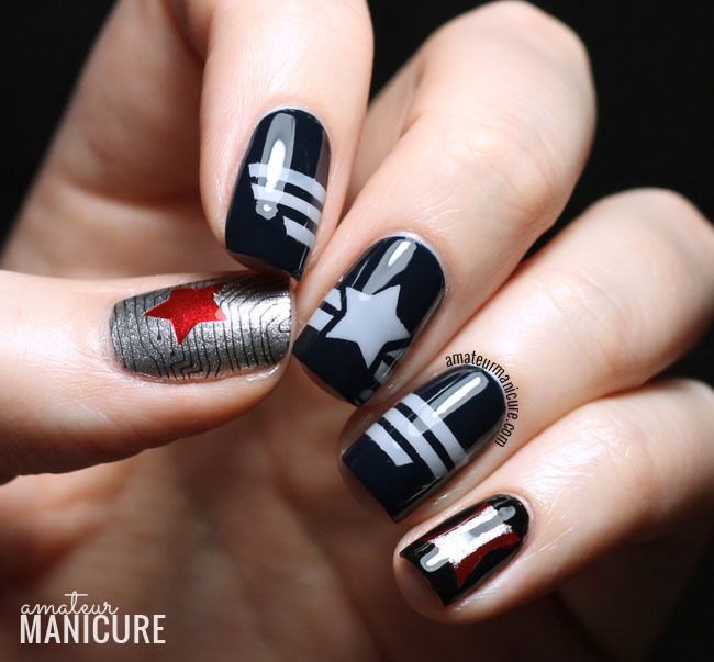 amateurmanicure:  Captain America: The Winter Soldier Nail Art 