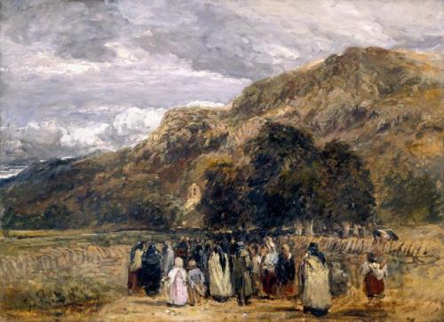 artist-david-cox: A Welsh Funeral, Betwys-y-Coed, David Cox, 1847, TatePurchased 1936Size: support: 