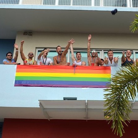 On The Balcony For The Parade... Gimme Some Beads Mr! (at Wilton Manors, Florida)