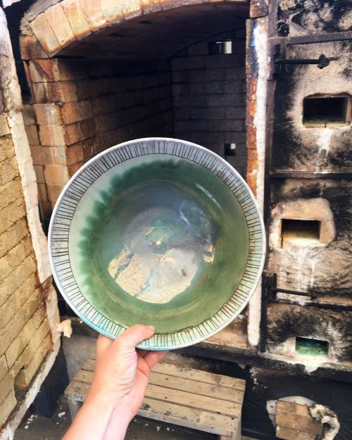 My first soda-fired bowl! Soda is sprayed into the kiln at 1200 deg Celsius and then the kiln is shu