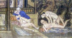 Beijing Hand Scroll, Young men engaged in erotic play. Anonymous. Hand scroll, opaque watercolor on paper. Private collection.Beijing, Qing dynasty, late 19th c. Peking.