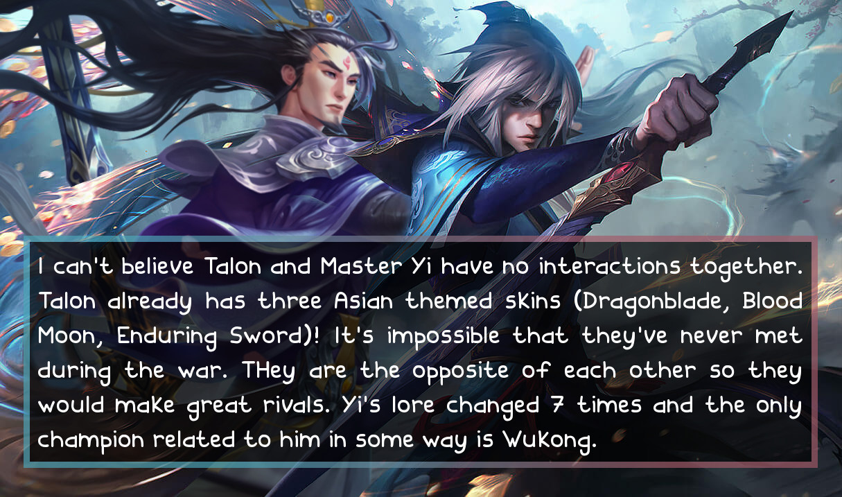 League Of Legends Confessions I Can T Believe Talon And Master Yi Have No